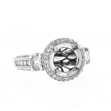 1.38 Cts. 14K White Gold Diamond Engagement Ring With Halo